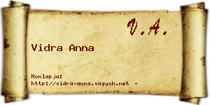 Vidra Anna névjegykártya
