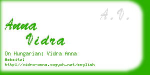 anna vidra business card